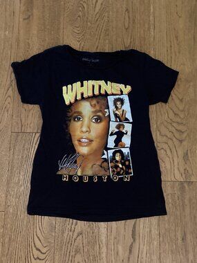 Whitney Houston Rap Style 90s Inspired Graphic Tee Black Yellow Women's Size 3X